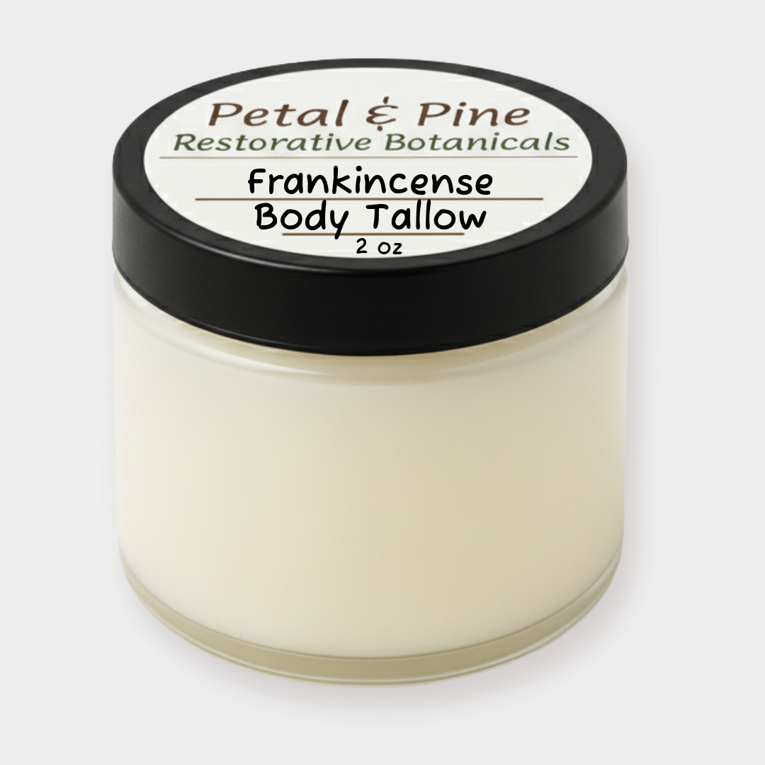 Jar of Frankincense Body Tallow from Petal & Pine on a white background