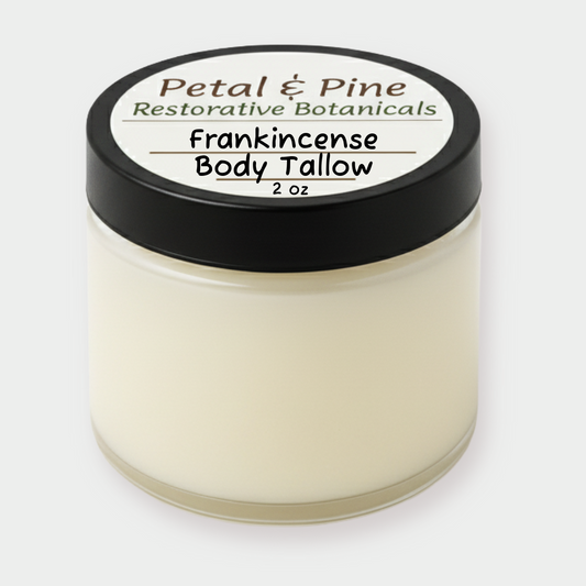 2 oz Jar of Frankincense Body Tallow from Petal & Pine on a white background