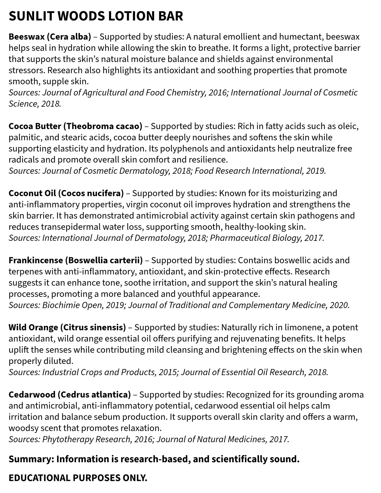 Wild Orange Clove Lotion Bar