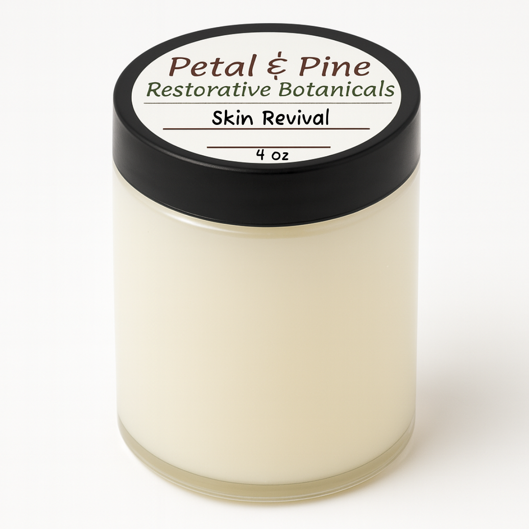 Jar of 'Skin Revival' by Petal & Pine on a white background